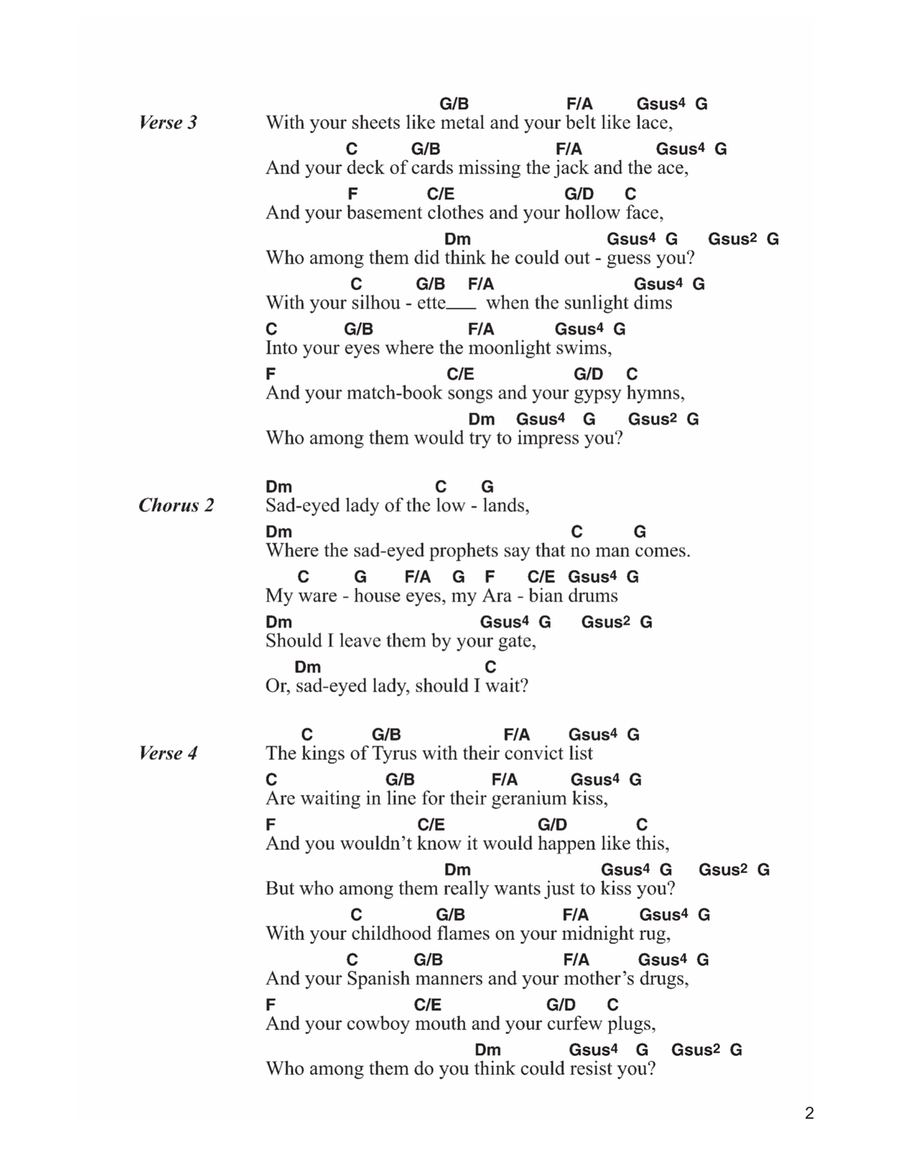 Sad-Eyed Lady Of The Lowlands Acoustic Guitar scores gallery preview page 2