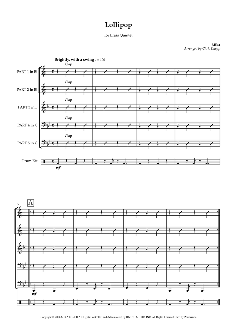 Lollipop Brass Quintet scores gallery preview page 1