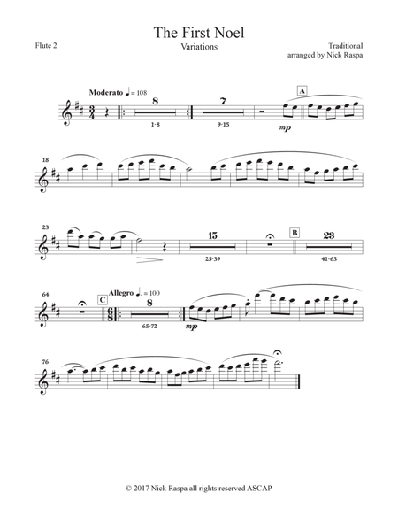 The First Noel (Variations for Full Orchestra) Flute 2 part