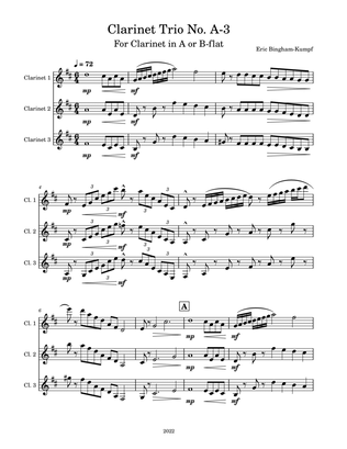 Book cover for Clarinet Trio No. A-3