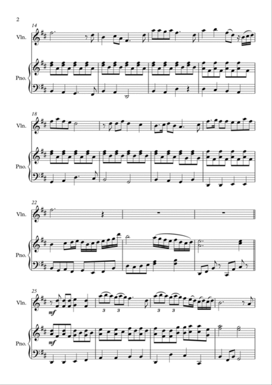 Wedding Theme - Short Pieces for Violin and Piano Violin scores gallery preview page 2