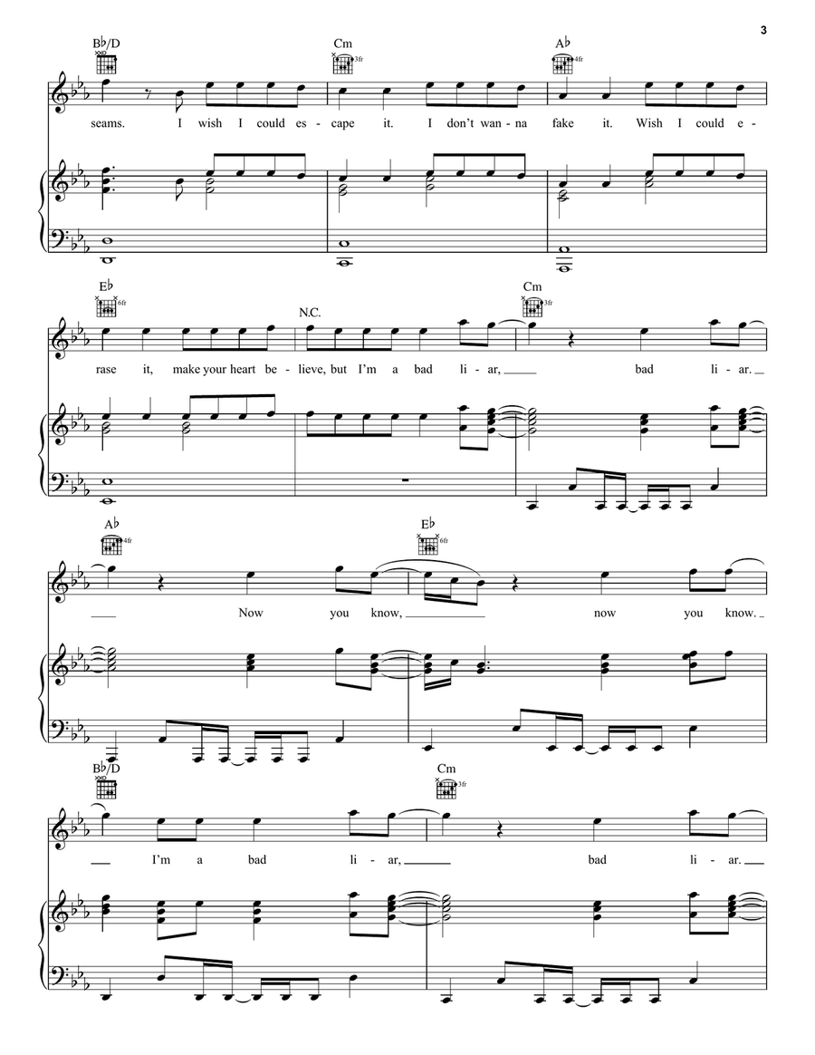 Bad Liar Bad Liar Piano, Vocal, Guitar scores gallery preview page 3