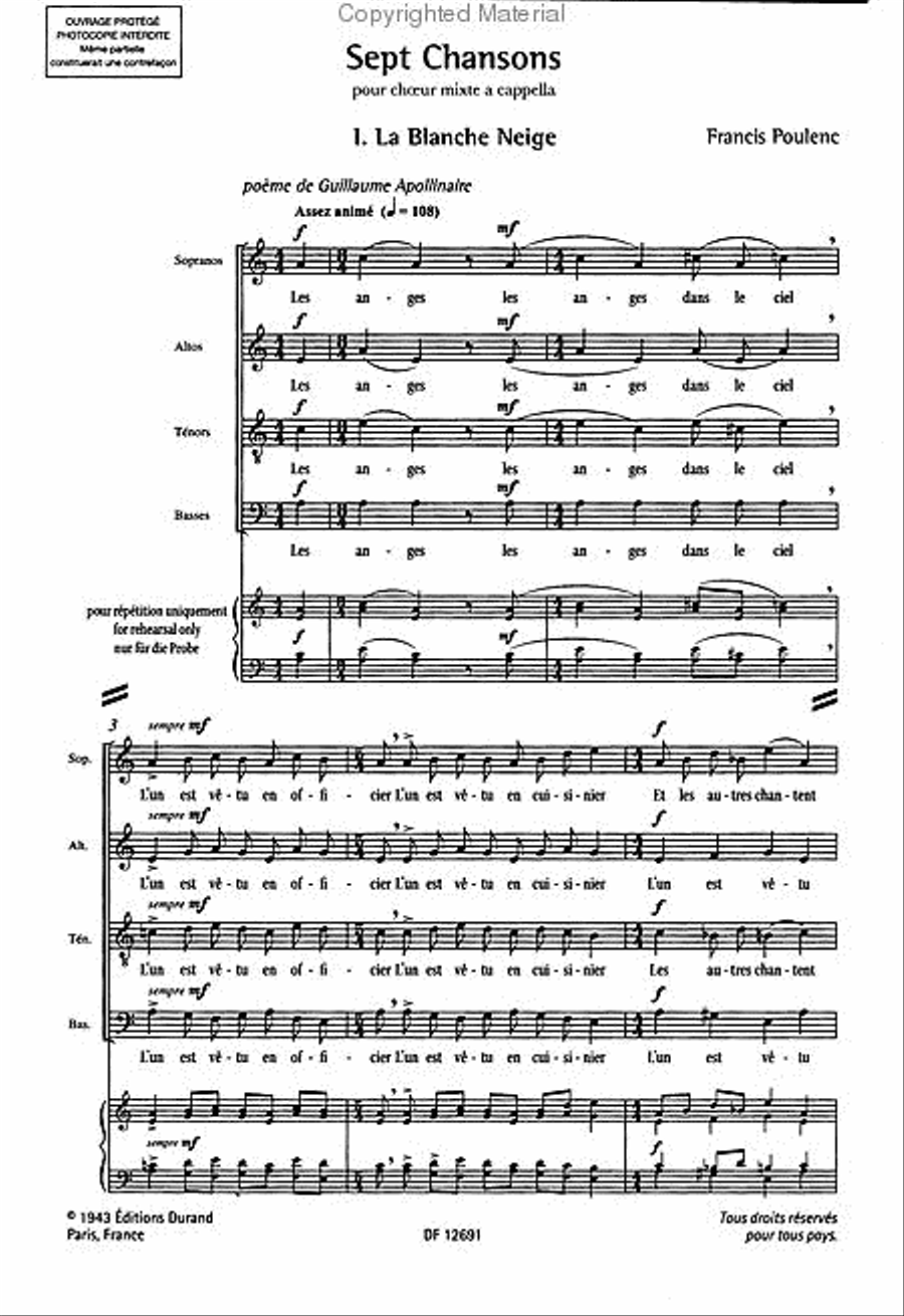 7 Chansons 4-Part scores gallery preview page 2