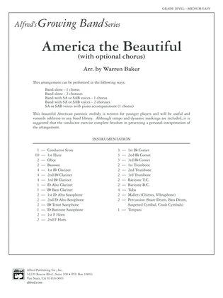 America, the Beautiful (with optional SA/SAB chorus): Score