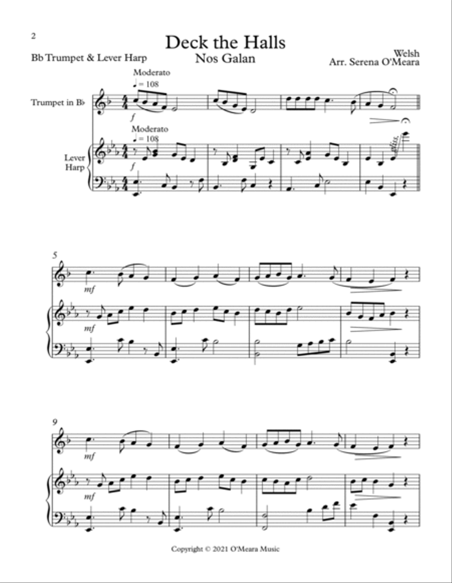 Deck The Halls, Duet for Trumpet and Lever Harp image number null
