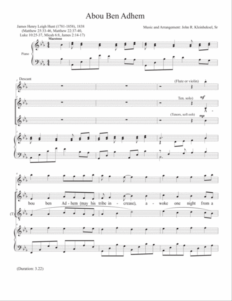 Abou Ben Adhem Small Ensemble scores gallery preview page 1
