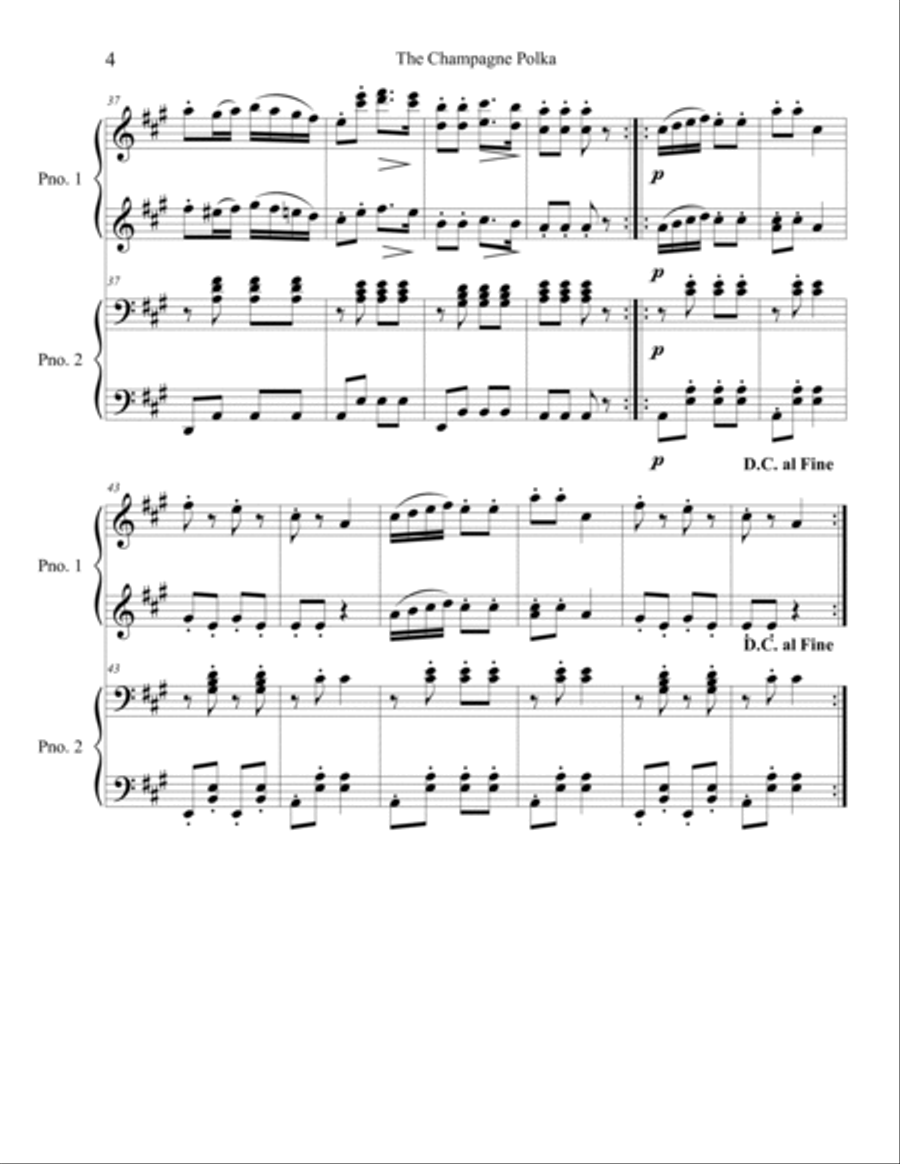 The Champange Polka for Piano Duo Piano Duet scores gallery preview page 4