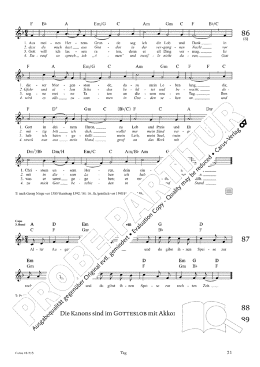 Gitarrenbuch zum Gotteslob Guitar scores gallery preview page 21