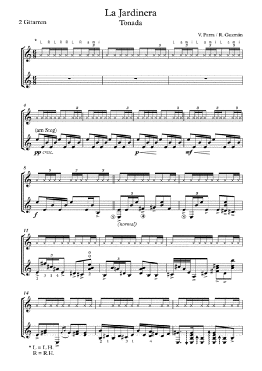 La Jardinera - for two Guitars Acoustic Guitar scores gallery preview page 1