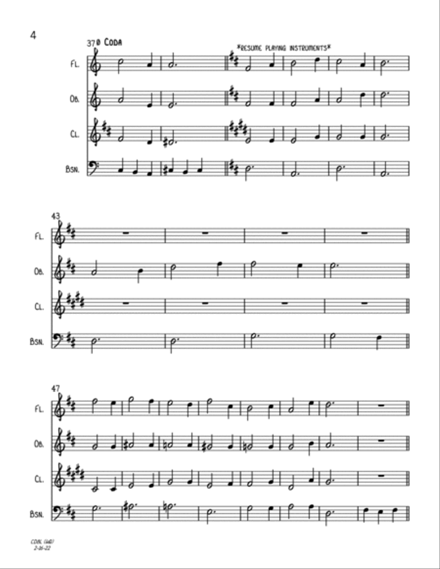 The Chipmunk Song Woodwind Quartet scores gallery preview page 4