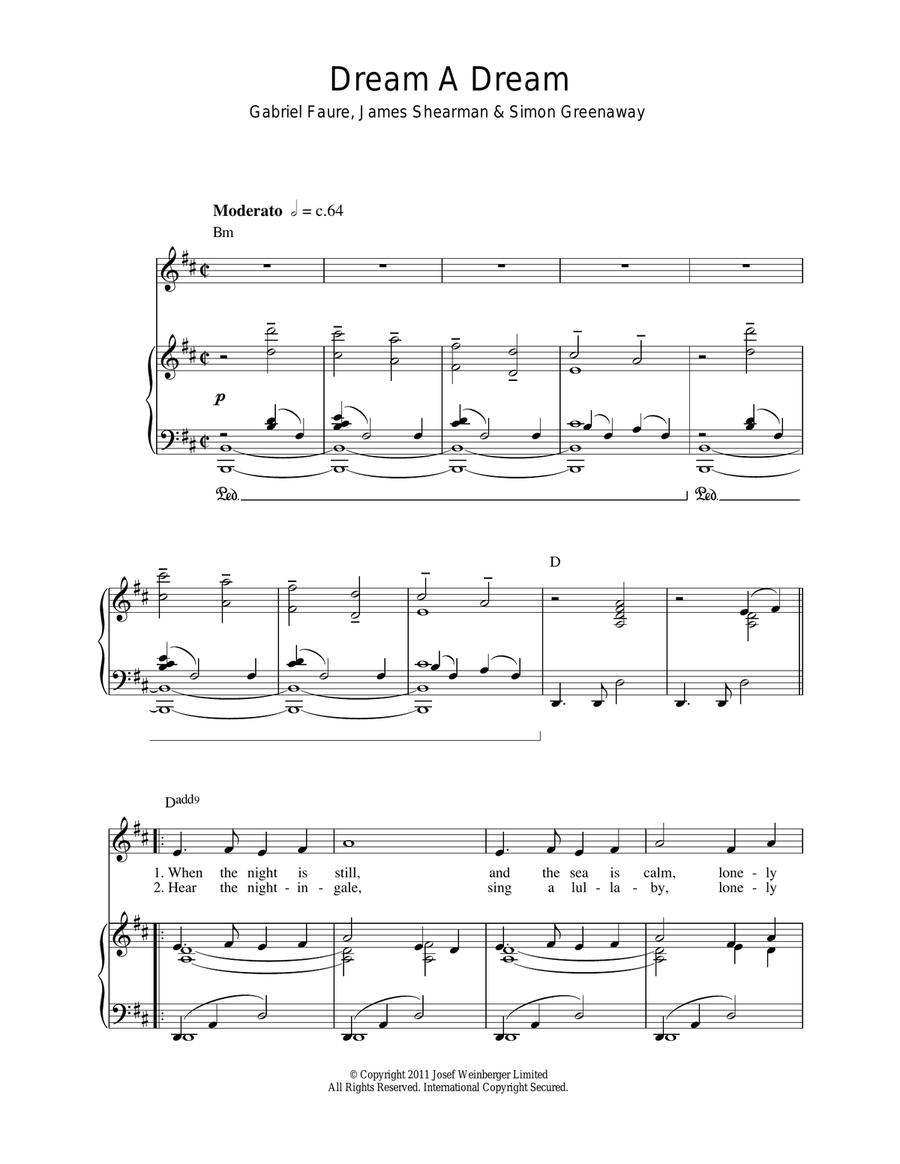Dream A Dream Piano, Vocal scores gallery preview page 1