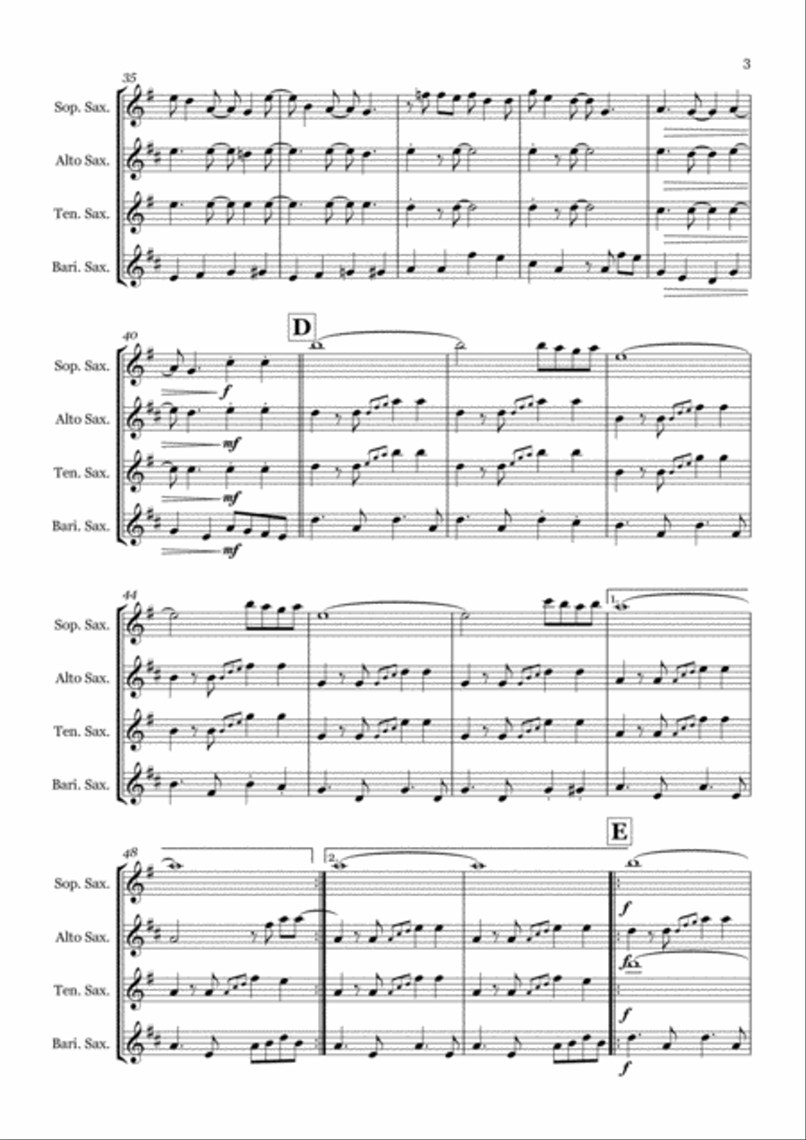Crocodile Rock Saxophone Quartet scores gallery preview page 3