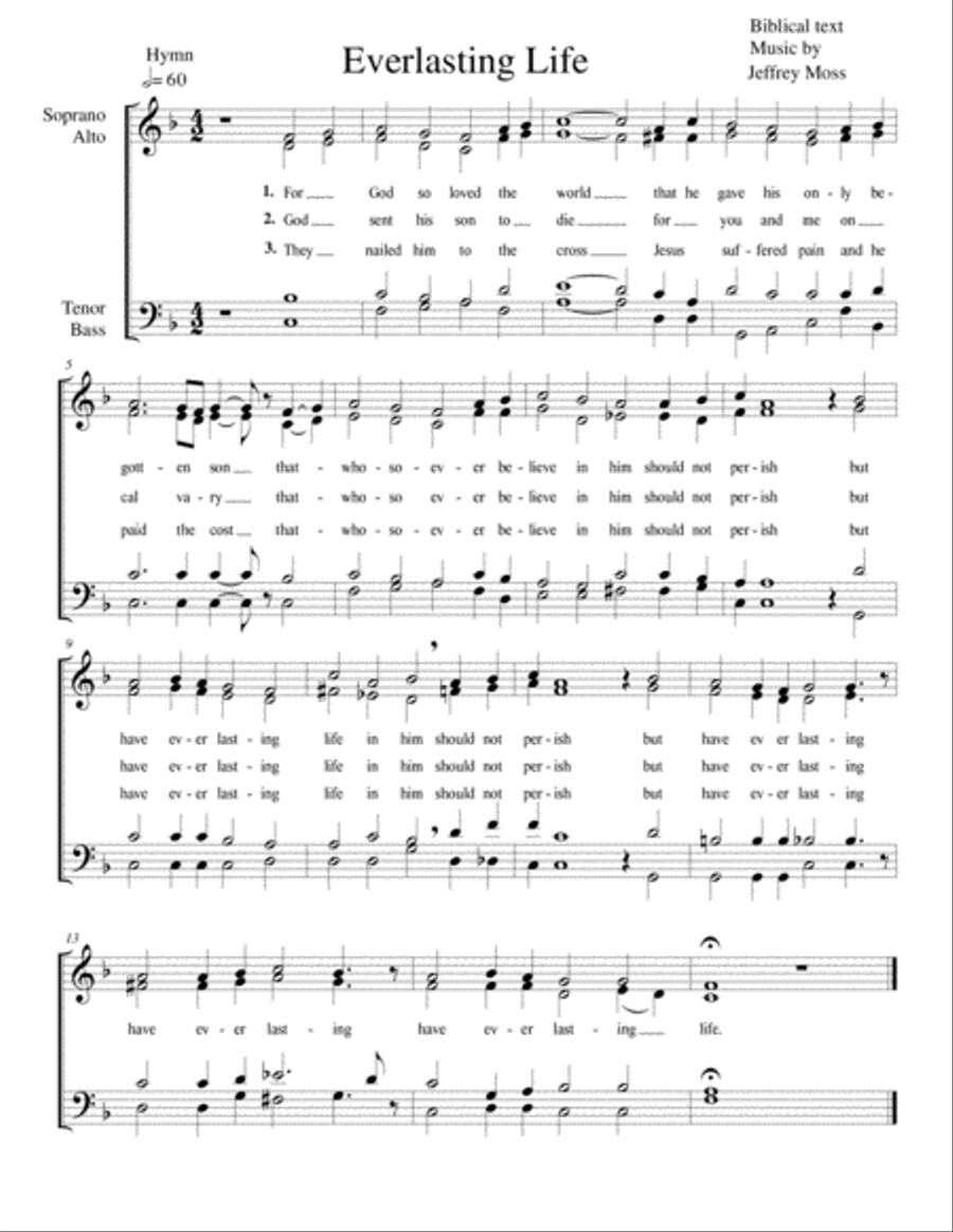 Everlasting Life. 4-Part scores gallery preview page 1