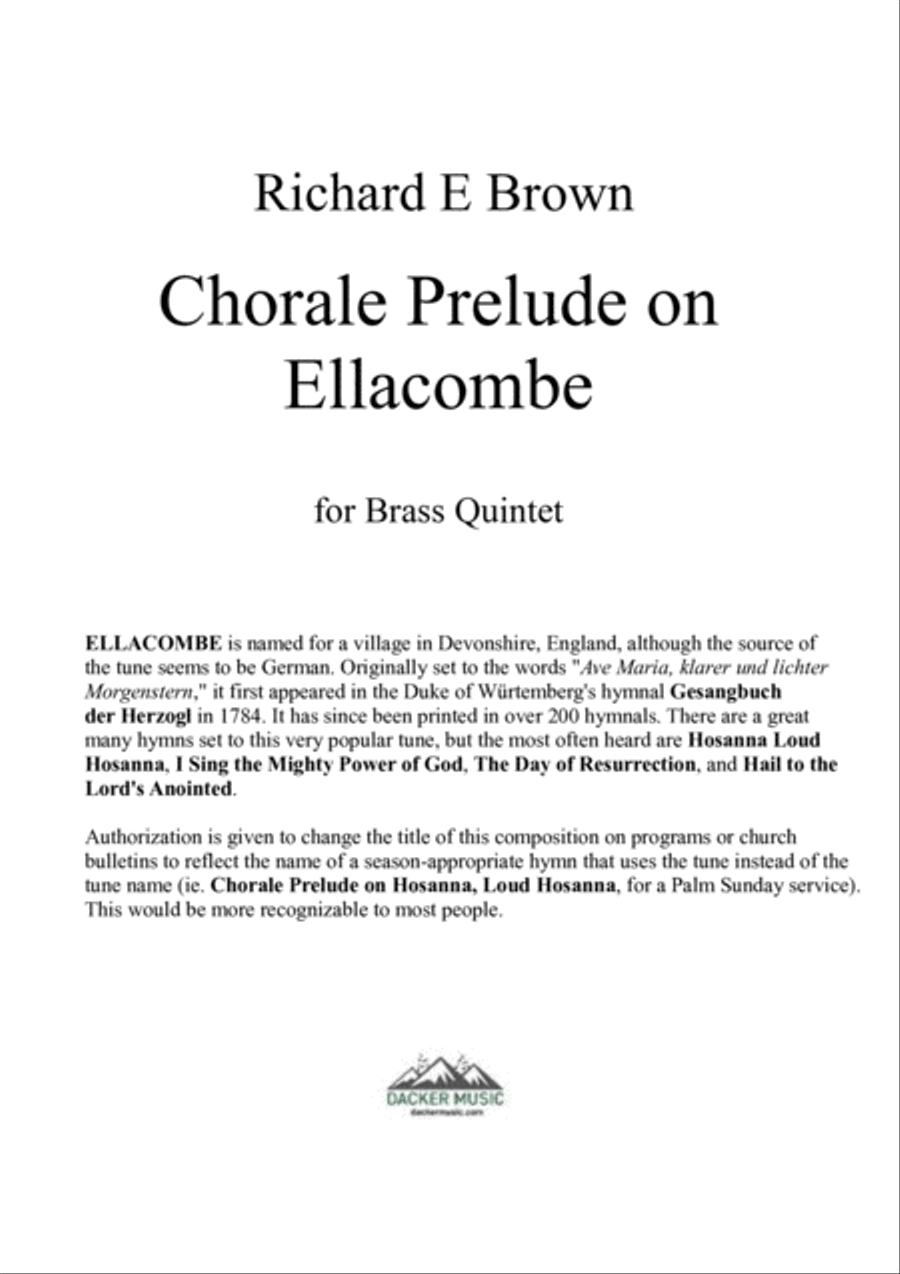 Chorale Prelude on Ellacombe - Brass Quintet Brass Quintet scores gallery preview page 2