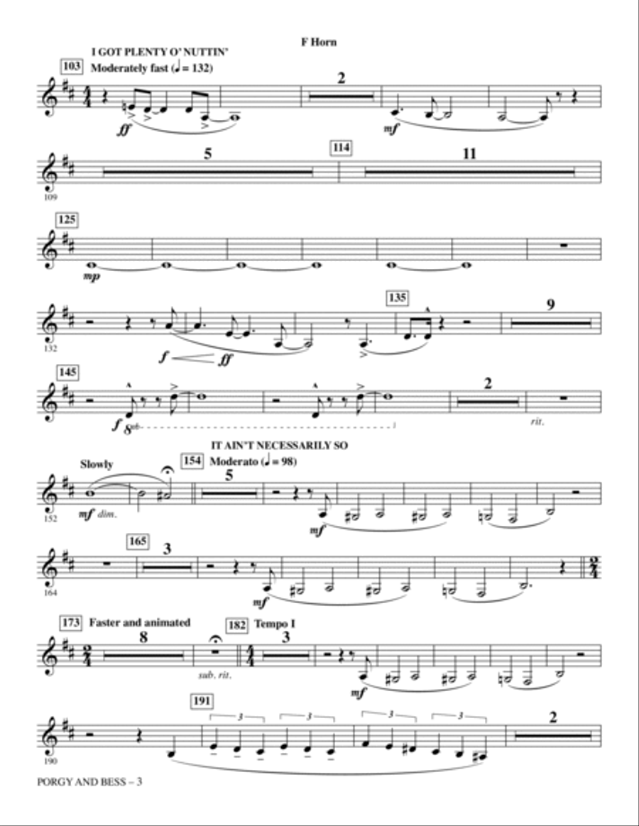 Porgy and Bess (Medley) - F Horn Choir scores gallery preview page 3