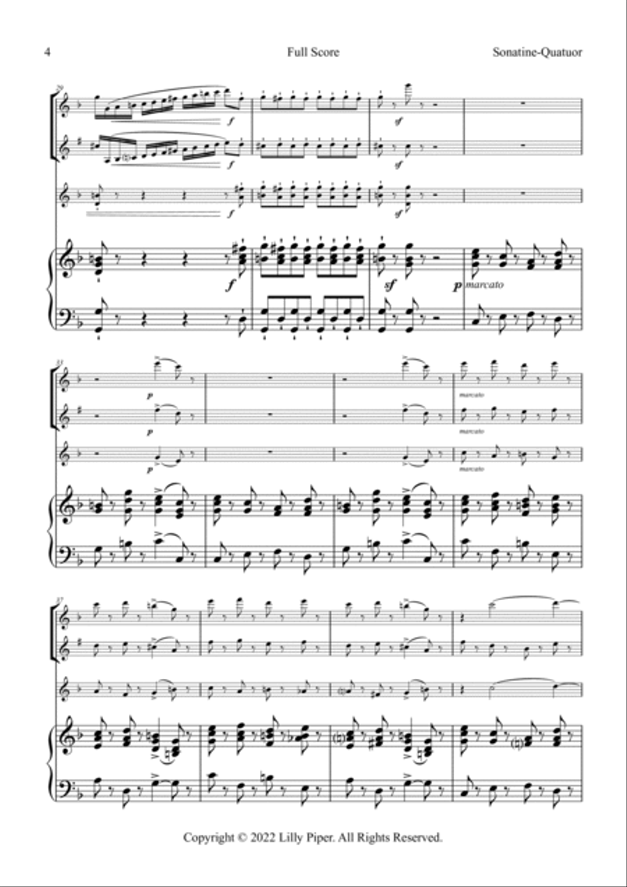 Sonatine-Quatuor for flute, clarinet, violin, and piano Chamber Music scores gallery preview page 4