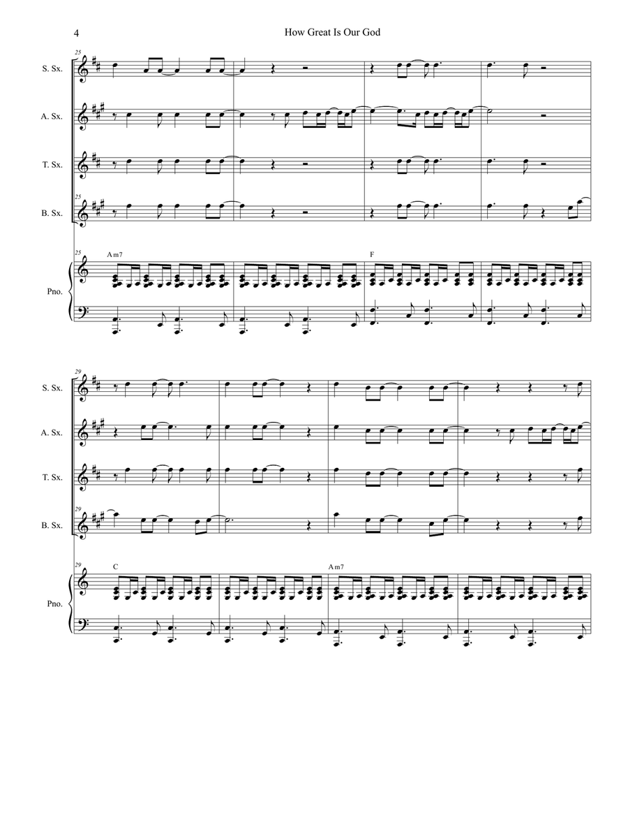 How Great Is Our God Saxophone Quartet scores gallery preview page 4