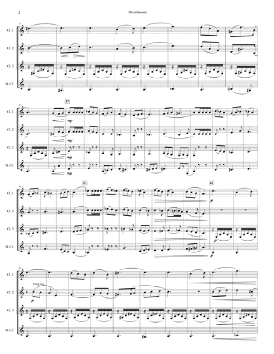 Divertimento for Clarinet Quartet Clarinet Quartet scores gallery preview page 3