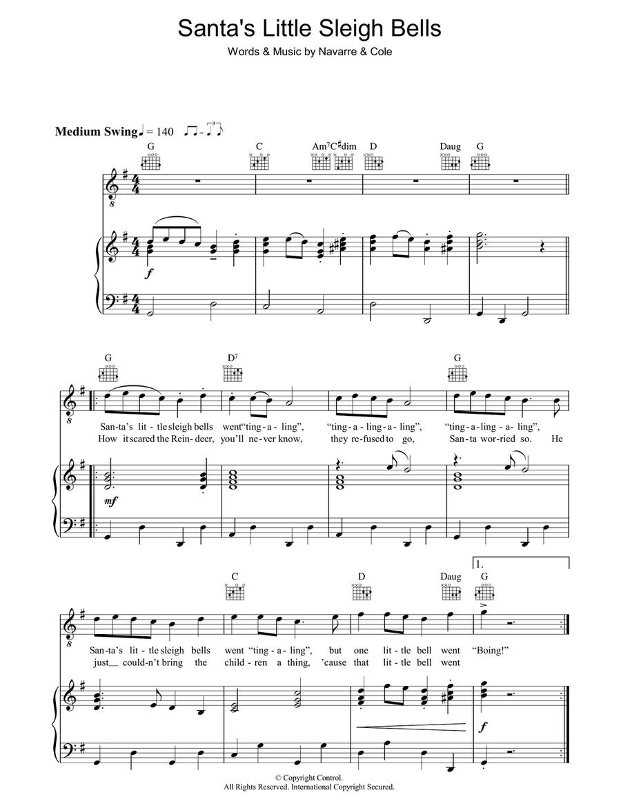 Santa's Little Sleigh Bells Guitar scores gallery preview page 1