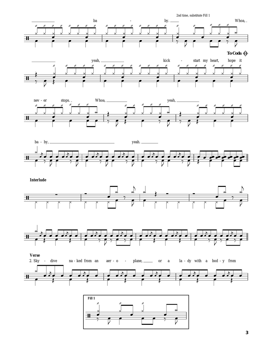 Kickstart My Heart Drum Set scores gallery preview page 3