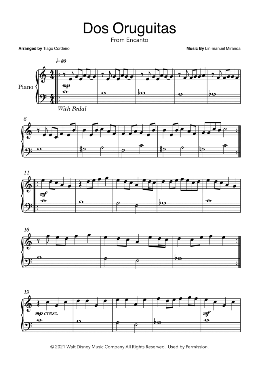 Dos Oruguitas Dos Oruguitas Easy Piano scores gallery preview page 1