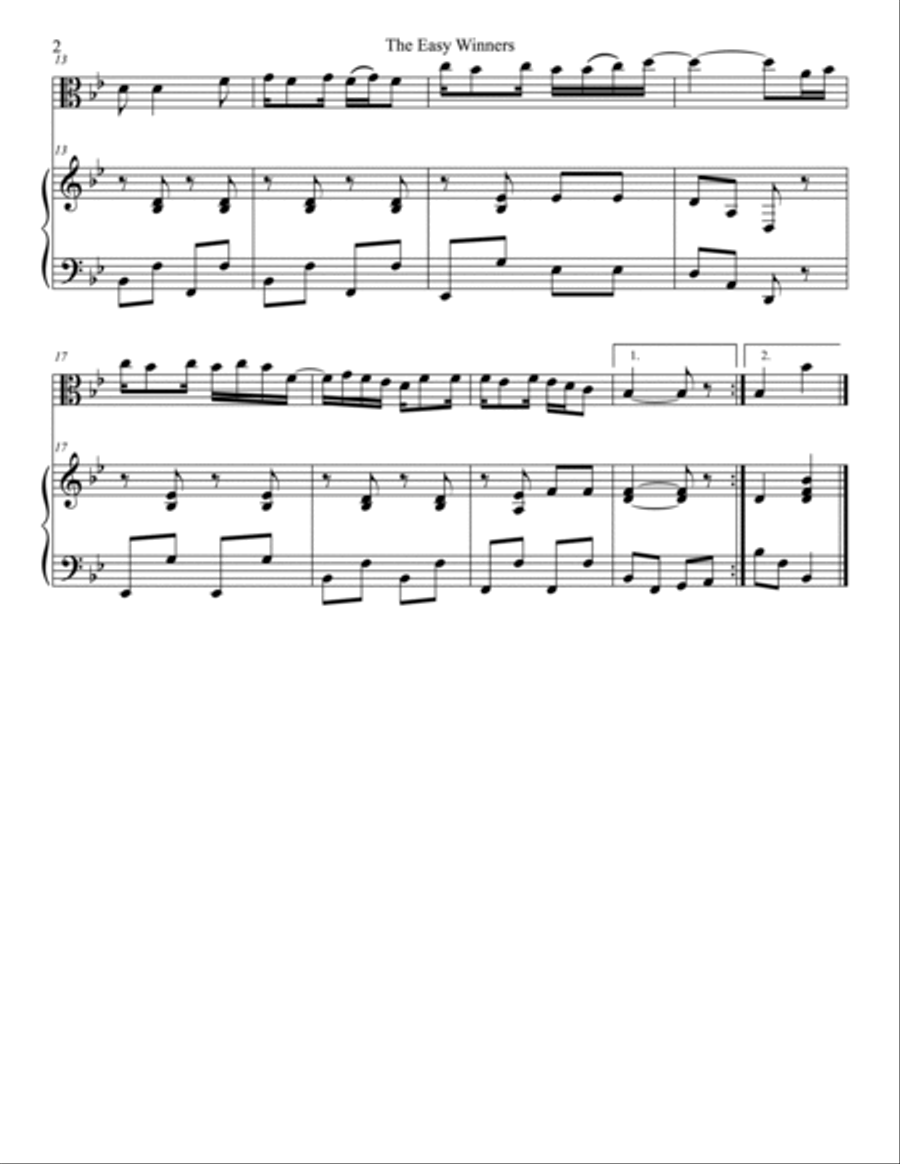 The Easy Winners Duet for Viola and Piano Piano scores gallery preview page 2