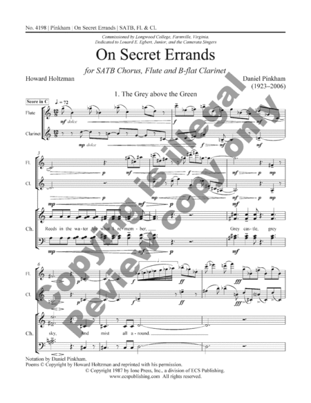 On Secret Errands (Choral Score)
