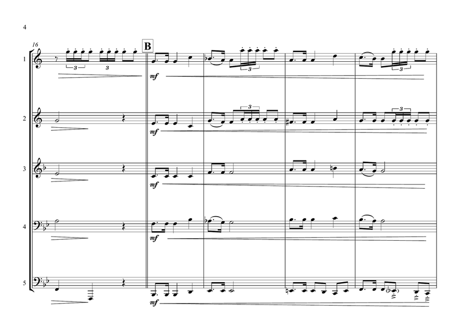 Swiss National Anthem for Brass Quintet (World National Anthem Series) Brass Quintet scores gallery preview page 4