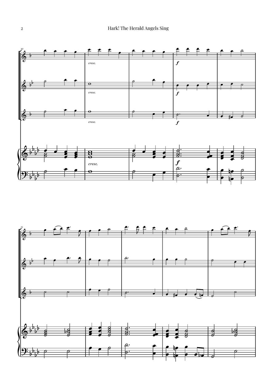 Hark! The Herald Angels Sing Trio Arrangement | Christmas Carol Sheet Music Woodwind Trio scores gallery preview page 2