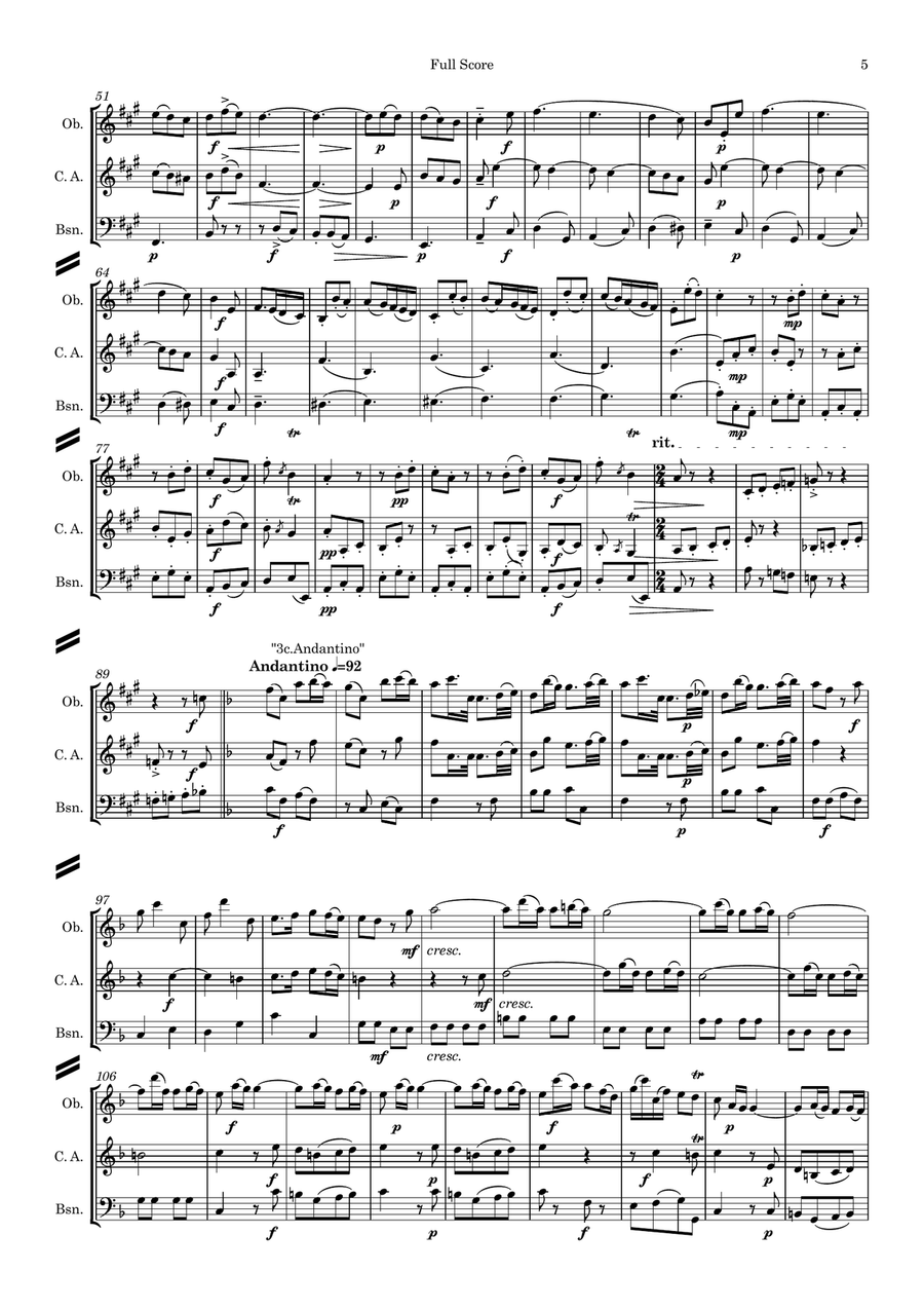 Gallo: 3 movts from 2 Trio Sonatas - Pulcinella Suite III Scherzino - double reed trio Woodwind Trio scores gallery preview page 6