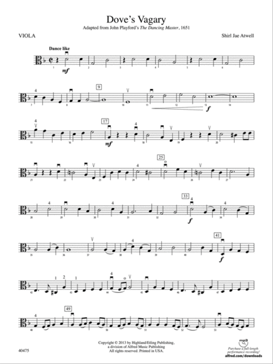 Dove's Vagary: Viola String Orchestra scores gallery preview page 1