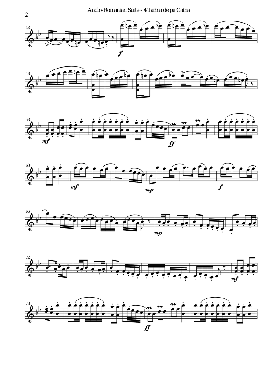 Tarina de pe Gaina (The mountainous land of Gaina) from Anglo-Romanian Suite for solo violin Violin Solo scores gallery preview page 2