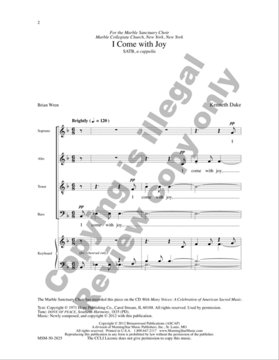 I Come with Joy I Come with Joy 4-Part scores gallery preview page 2