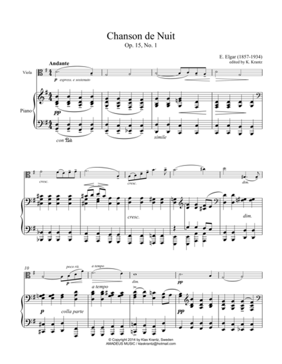 Chanson de Nuit for viola and piano image number null