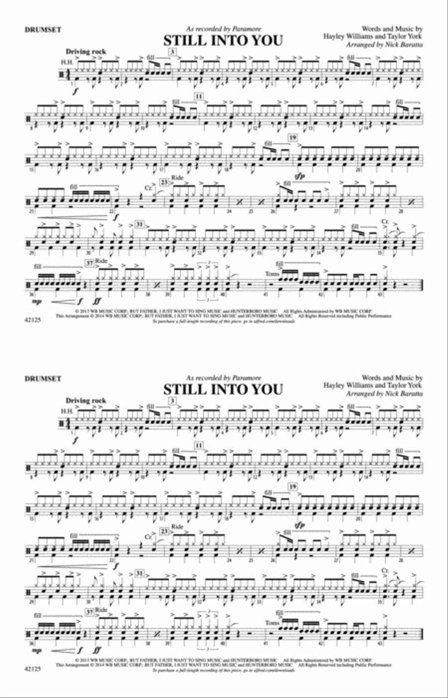 Still into You: Drums Marching Band scores gallery preview page 1