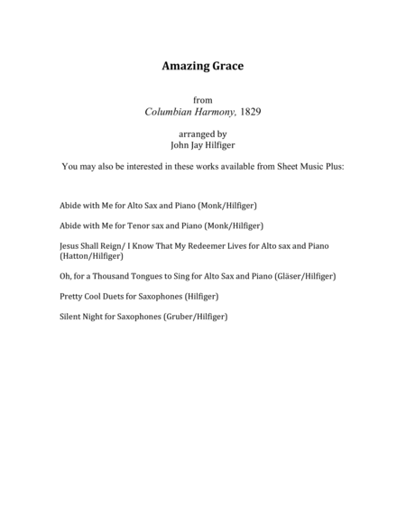 Amazing Grace for Alto and Tenor Saxophones image number null