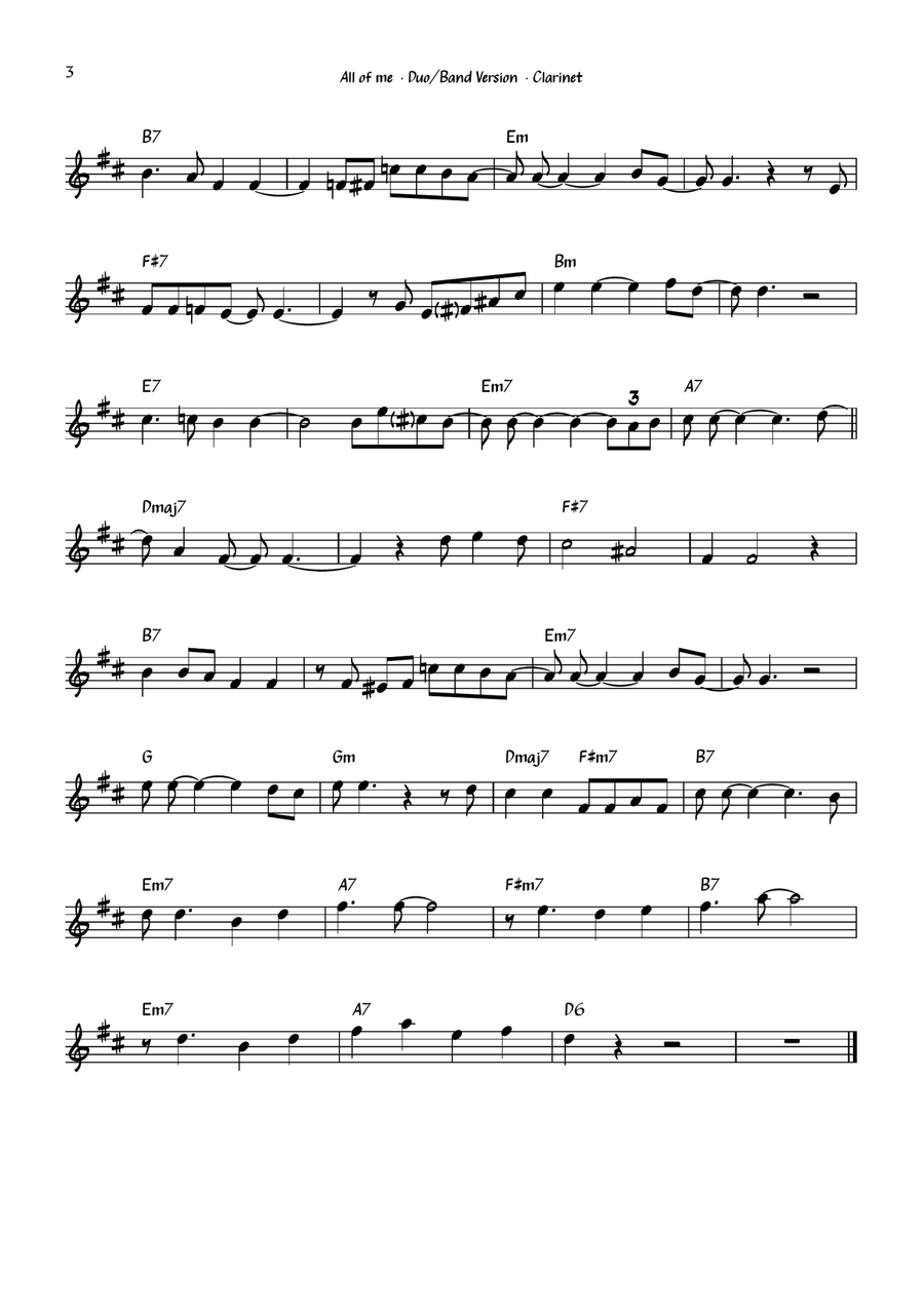 All Of Me All Of Me B-Flat Clarinet scores gallery preview page 4