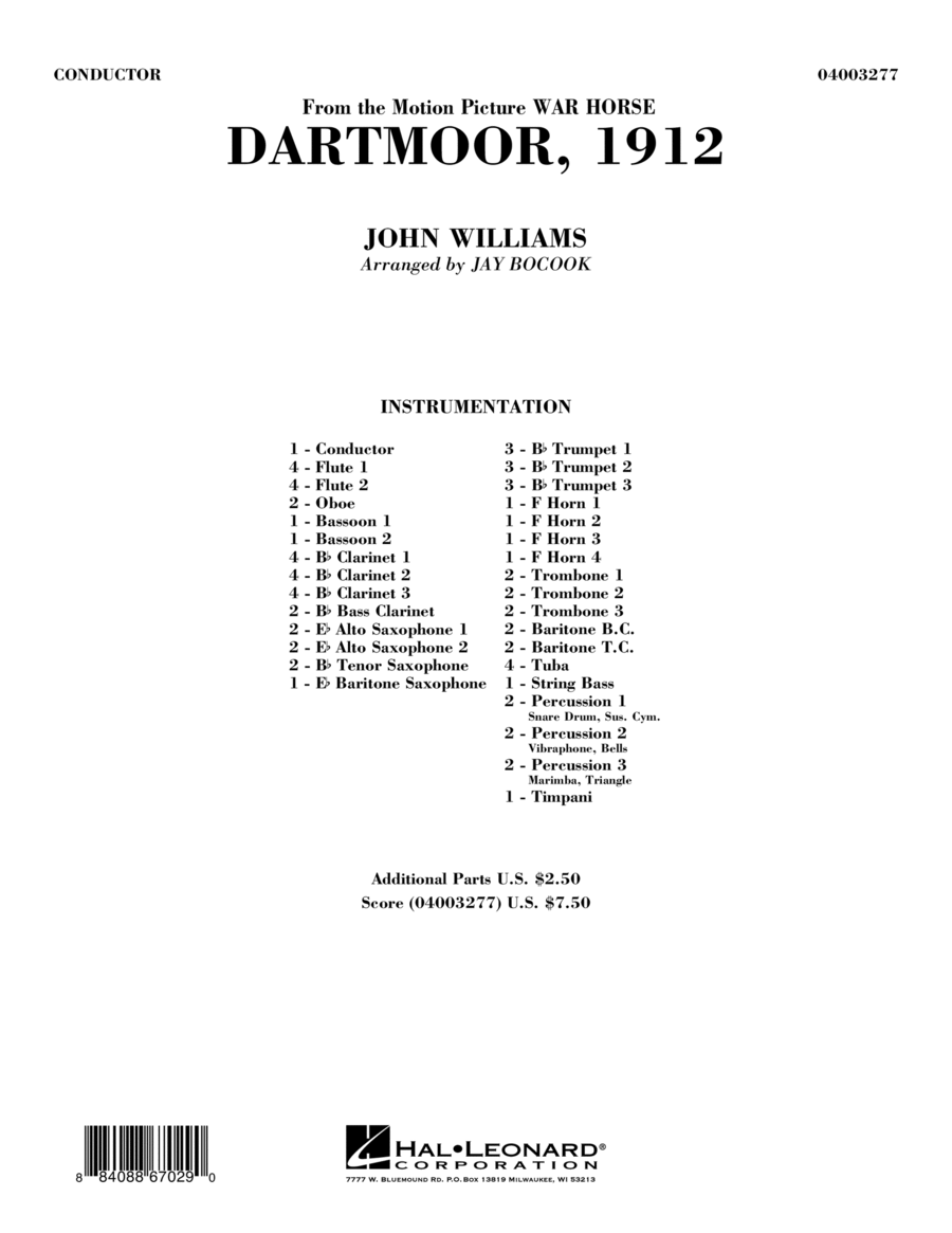 Dartmoor, 1912 (from War Horse) - Full Score Concert Band scores gallery preview page 1