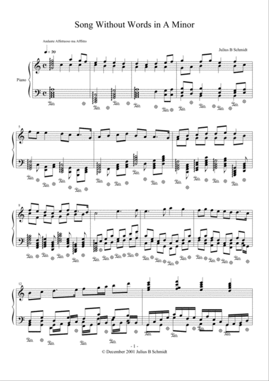 Song Without Words Set 2, No. 3 in A minor Piano Solo scores gallery preview page 2