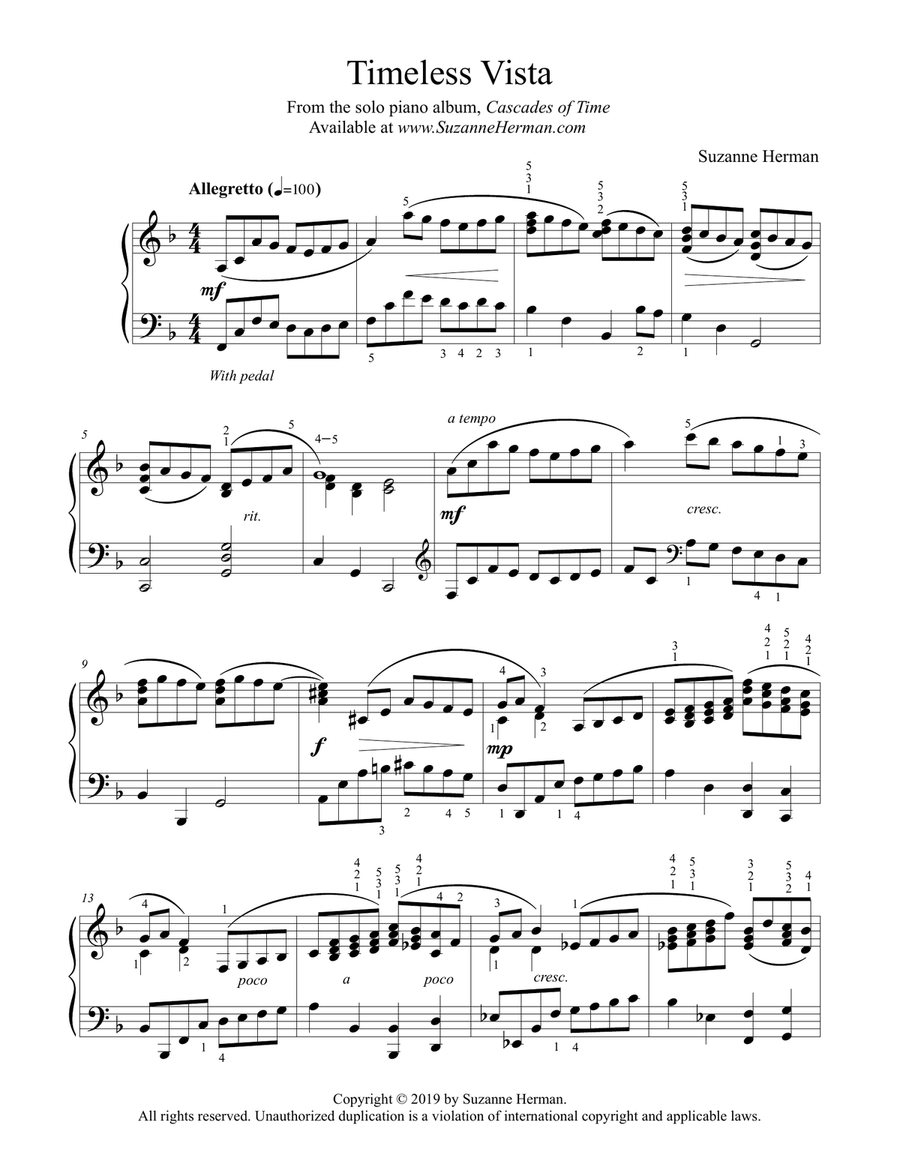 Timeless Vista Piano Solo scores gallery preview page 1