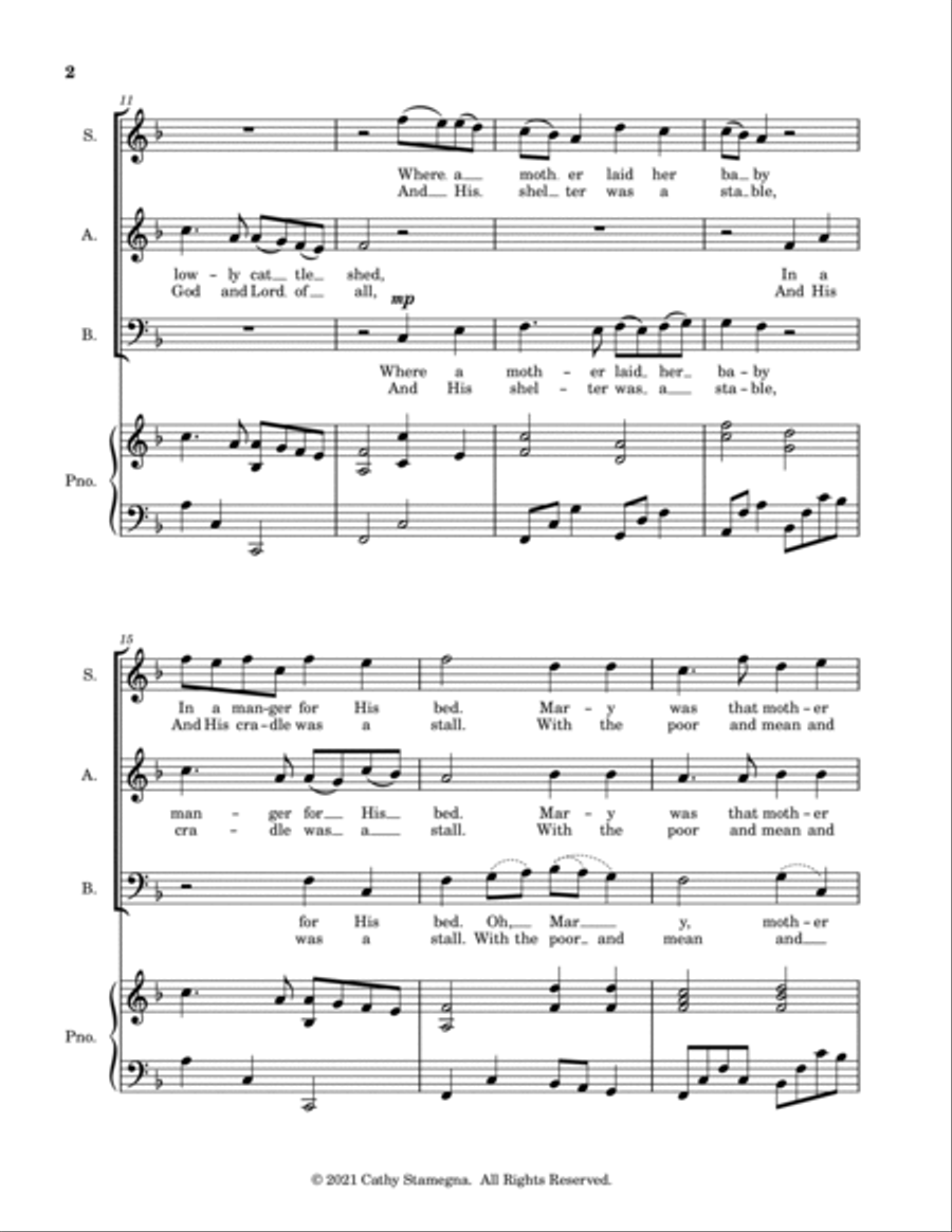 Once in Royal David's City (SAB, Accompaniment) 3-Part scores gallery preview page 4