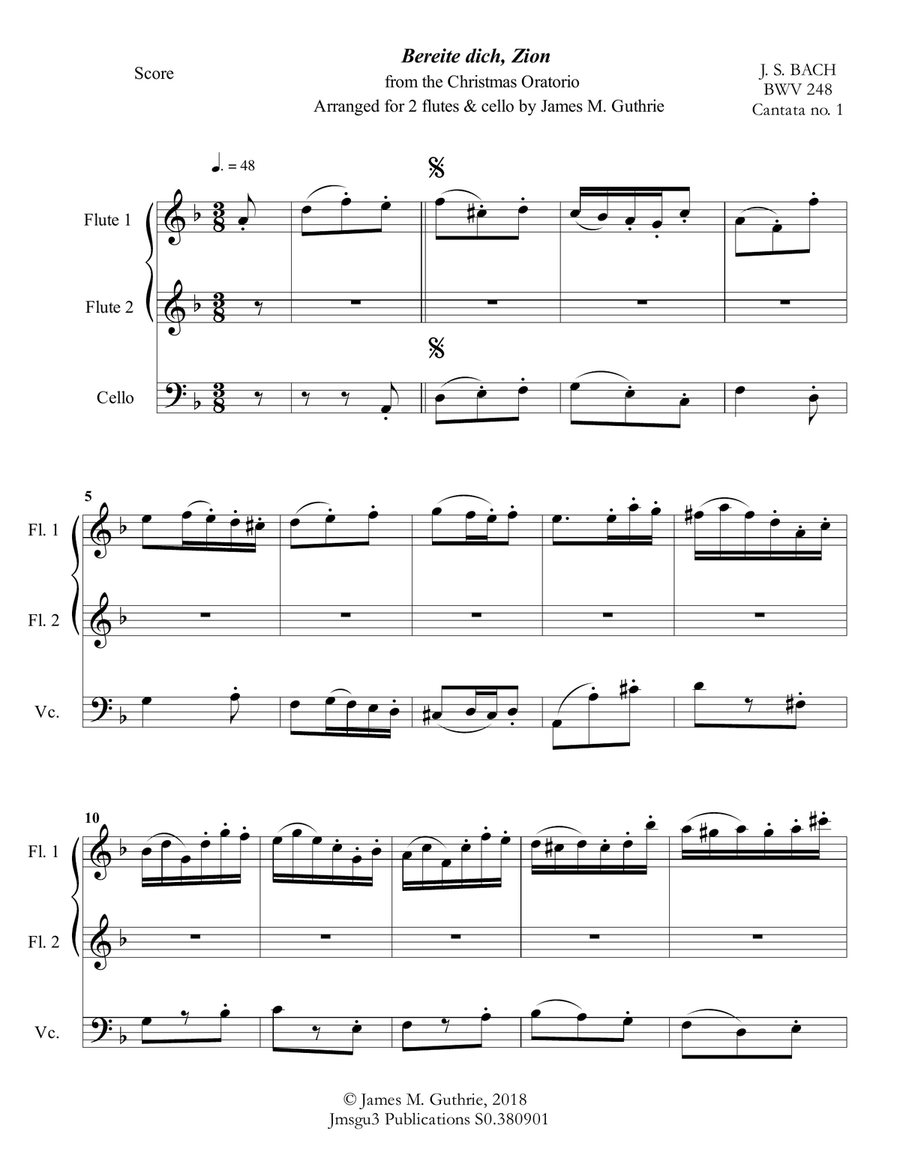 Bach: Christmas Trio for 2 Flutes & Cello Bach: Christmas Trio for 2 Flutes & Cello Small Ensemble scores gallery preview page 2