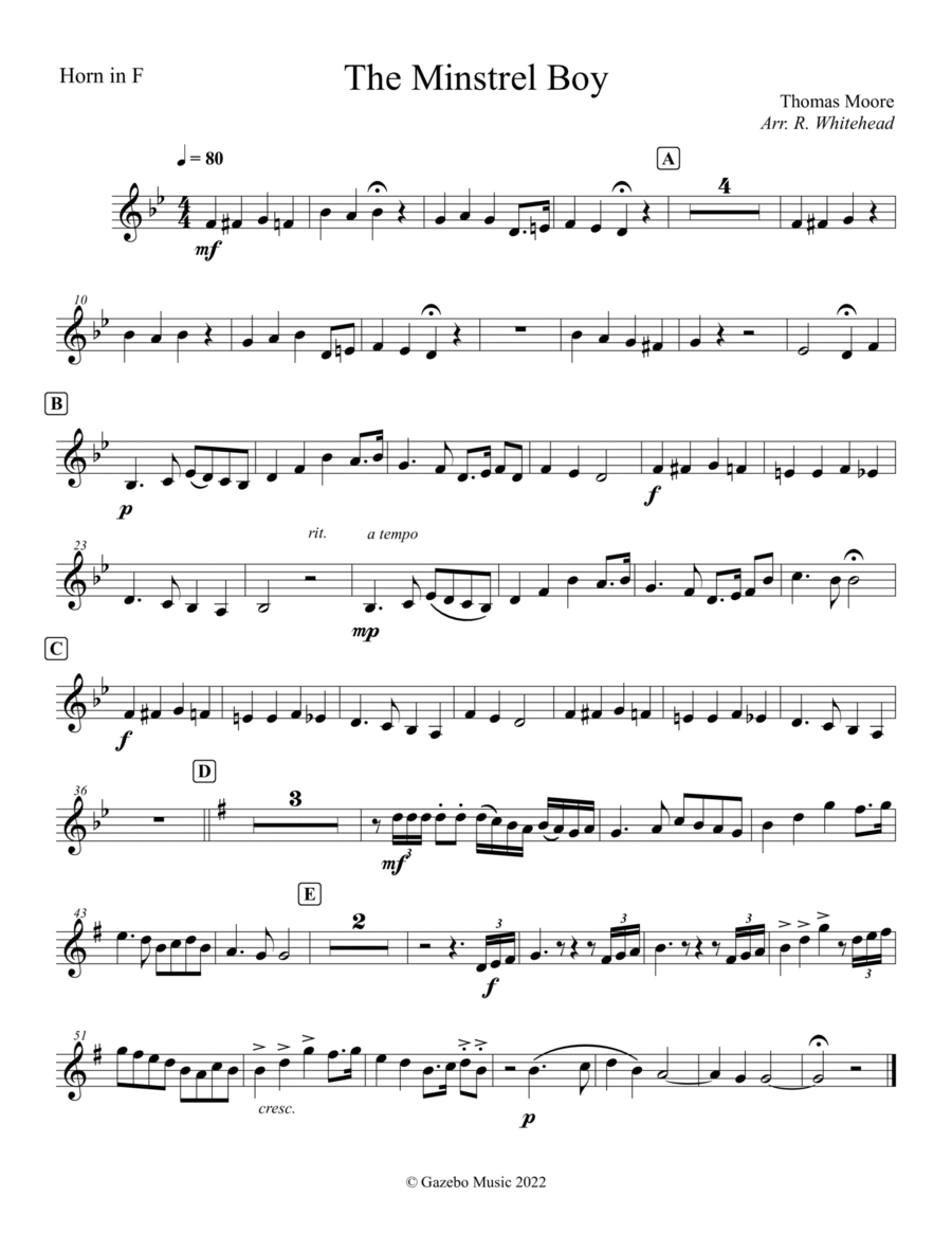 The Minstrel Boy Brass Ensemble scores gallery preview page 1