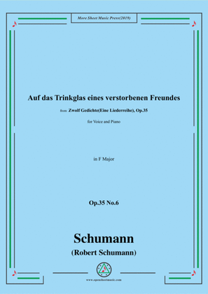 Book cover for Schumann-Auf das Trinkglas eines...,Op.35 No.6 in F Major,for V&Pno