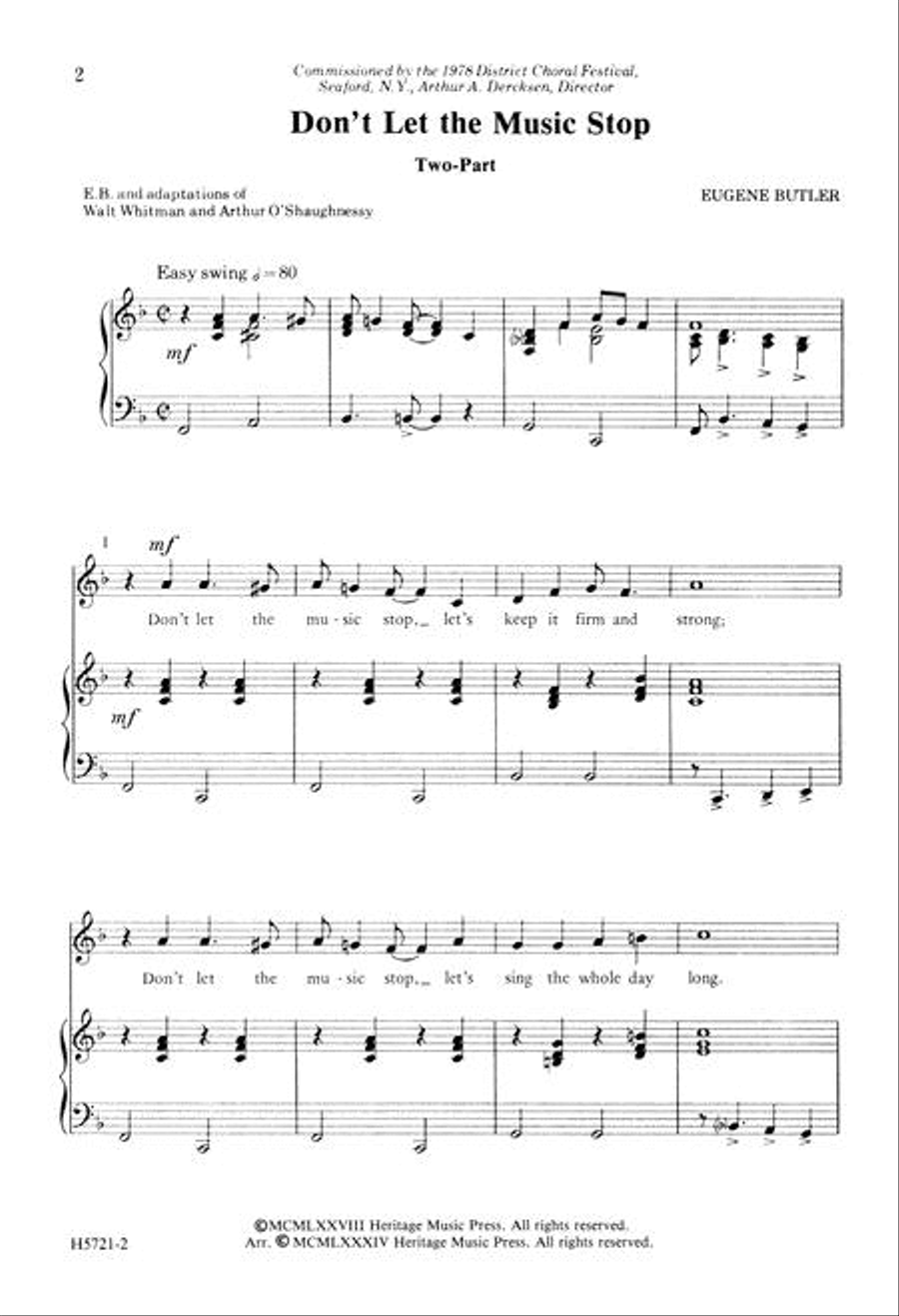 Don't Let the Music Stop 2-Part scores gallery preview page 2