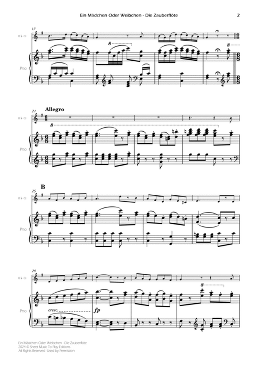 Ein Mädchen Oder Weibchen - Bb Clarinet and Piano (Full Score) image number null