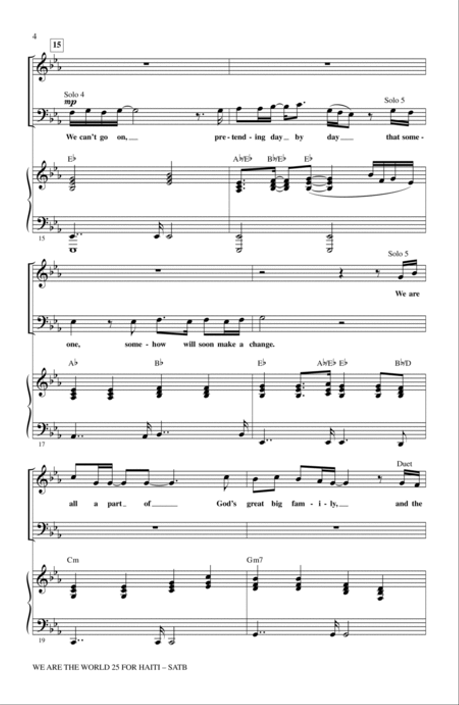 We Are The World 25 For Haiti 4-Part scores gallery preview page 3