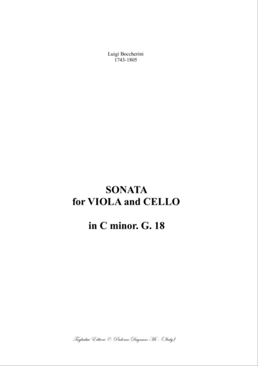 Boccherini - SONATA for Viola and Cello in C minor - G. 18 - Arr. by Renato Tagliabue String Duet scores gallery preview page 1