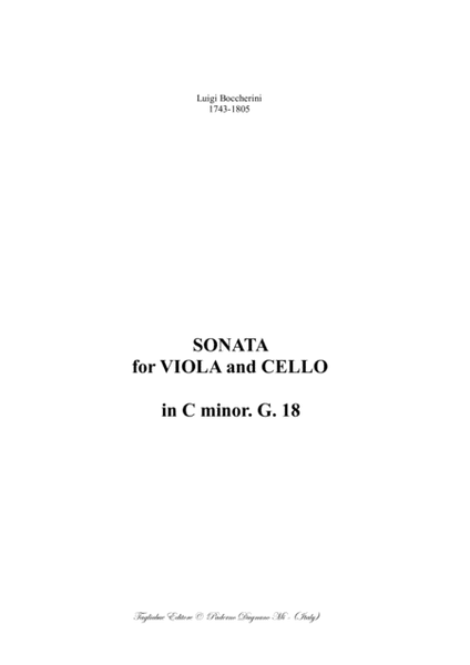 Boccherini - SONATA for Viola and Cello in C minor - G. 18 - Arr. by Renato Tagliabue image number null