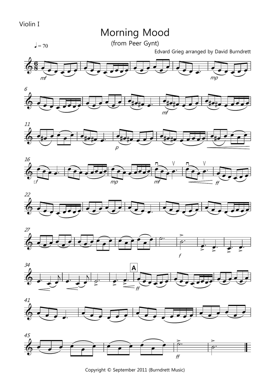 Morning Mood (from Peer Gynt) for String Orchestra String Quartet scores gallery preview page 5